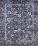 Grey Persian Tabriz Hand Knotted Wool & Silk Rug - 8' 0" X 10' 1" - Golden Nile