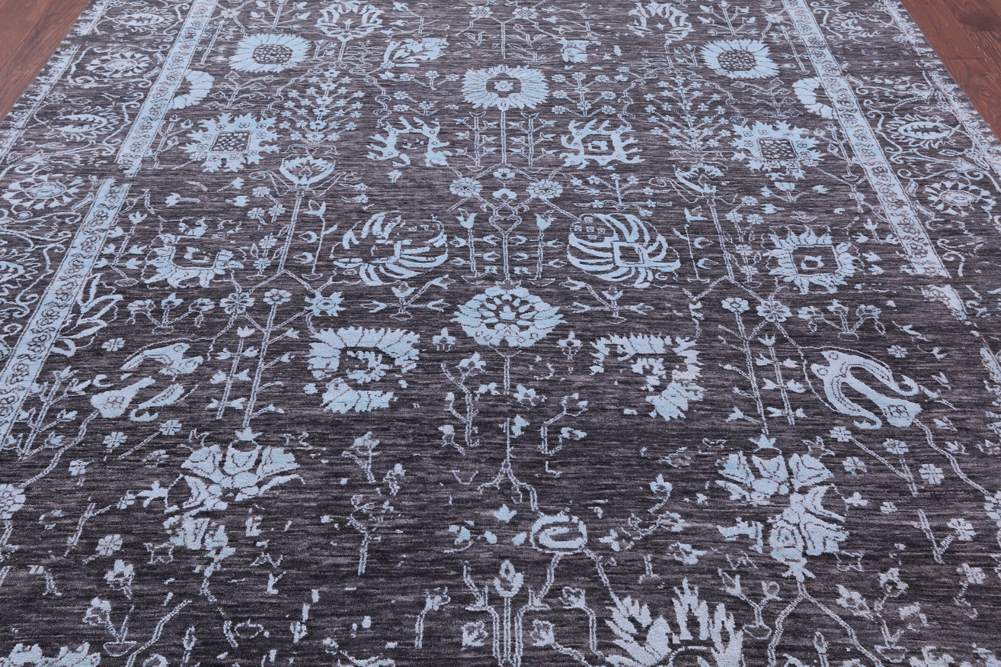 Grey Persian Tabriz Hand Knotted Wool & Silk Rug - 8' 0" X 10' 1" - Golden Nile