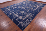 Blue Persian Tabriz Hand Knotted Wool & Silk Rug - 10' 1" X 14' 8" - Golden Nile