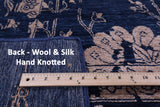 Blue Persian Tabriz Hand Knotted Wool & Silk Rug - 10' 1" X 14' 8" - Golden Nile