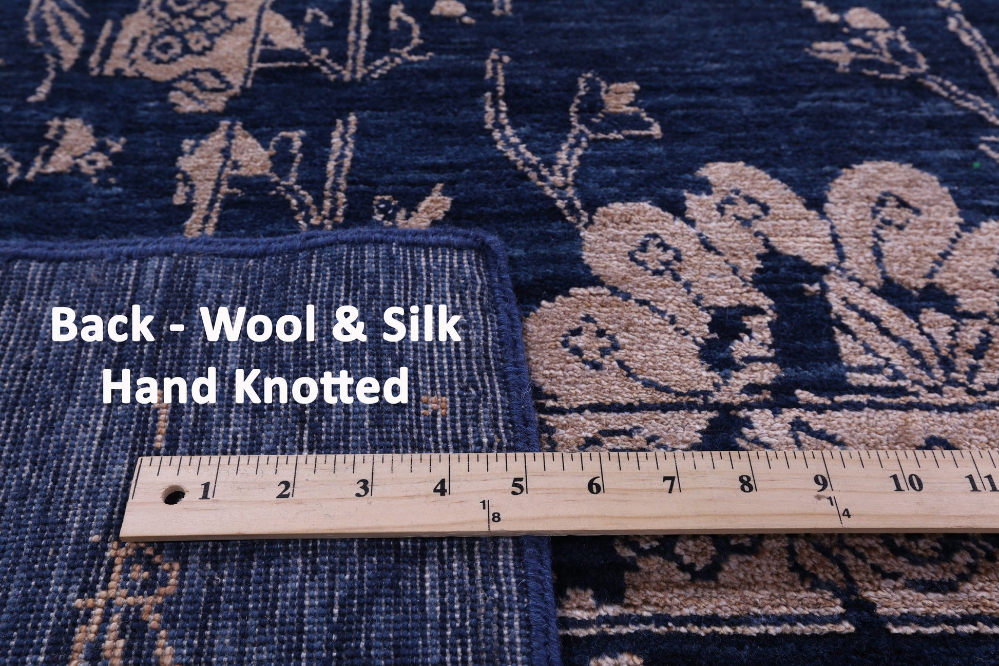 Blue Persian Tabriz Hand Knotted Wool & Silk Rug - 10' 1" X 14' 8" - Golden Nile