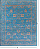 Blue Persian Tabriz Hand Knotted Wool & Silk Rug - 8' 1" X 10' 4" - Golden Nile