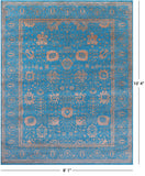 Blue Persian Tabriz Hand Knotted Wool & Silk Rug - 8' 1" X 10' 4" - Golden Nile