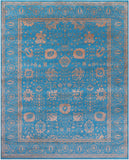 Blue Persian Tabriz Hand Knotted Wool & Silk Rug - 8' 1" X 10' 4" - Golden Nile