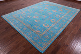 Blue Persian Tabriz Hand Knotted Wool & Silk Rug - 8' 1" X 10' 4" - Golden Nile