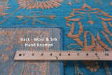 Blue Persian Tabriz Hand Knotted Wool & Silk Rug - 8' 1" X 10' 4" - Golden Nile