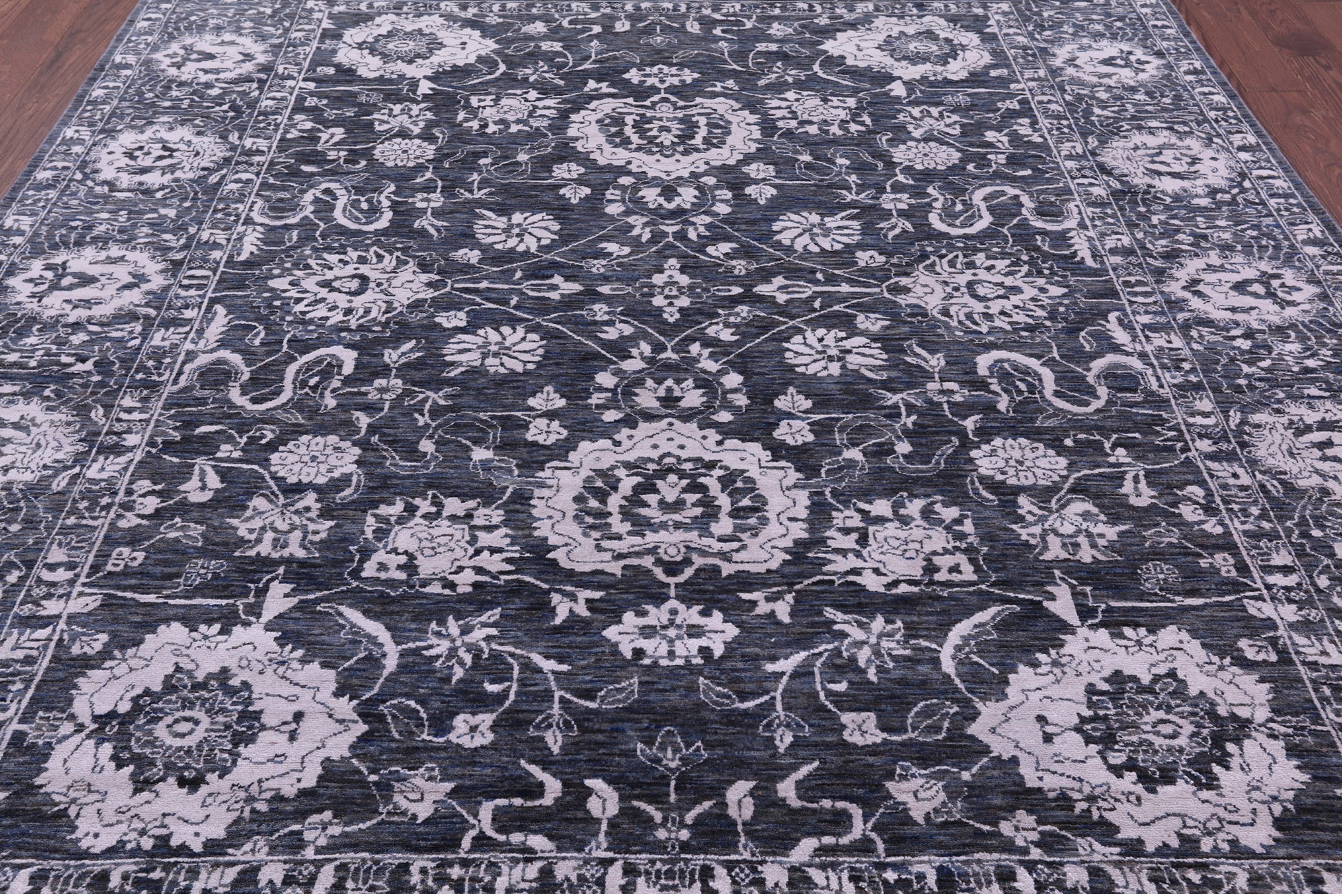Grey Persian Tabriz Hand Knotted Wool & Silk Rug - 7' 11" X 10' 0" - Golden Nile