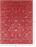 Red Persian Tabriz Hand Knotted Wool & Silk Rug - 9' 1" X 12' 1" - Golden Nile