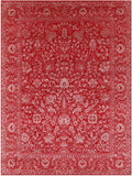 Red Persian Tabriz Hand Knotted Wool & Silk Rug - 9' 1" X 12' 1" - Golden Nile