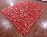 Red Persian Tabriz Hand Knotted Wool & Silk Rug - 9' 1" X 12' 1" - Golden Nile