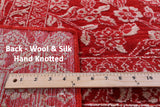 Red Persian Tabriz Hand Knotted Wool & Silk Rug - 9' 1" X 12' 1" - Golden Nile