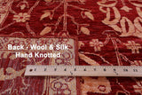 Red Persian Tabriz Handmade Wool & Silk Rug - 9' 1" X 12' 2" - Golden Nile