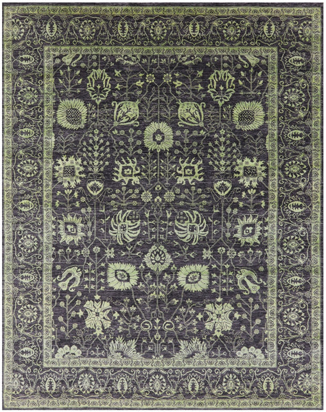 Grey Persian Tabriz Hand Knotted Wool & Silk Rug - 8' 1" X 10' 2" - Golden Nile