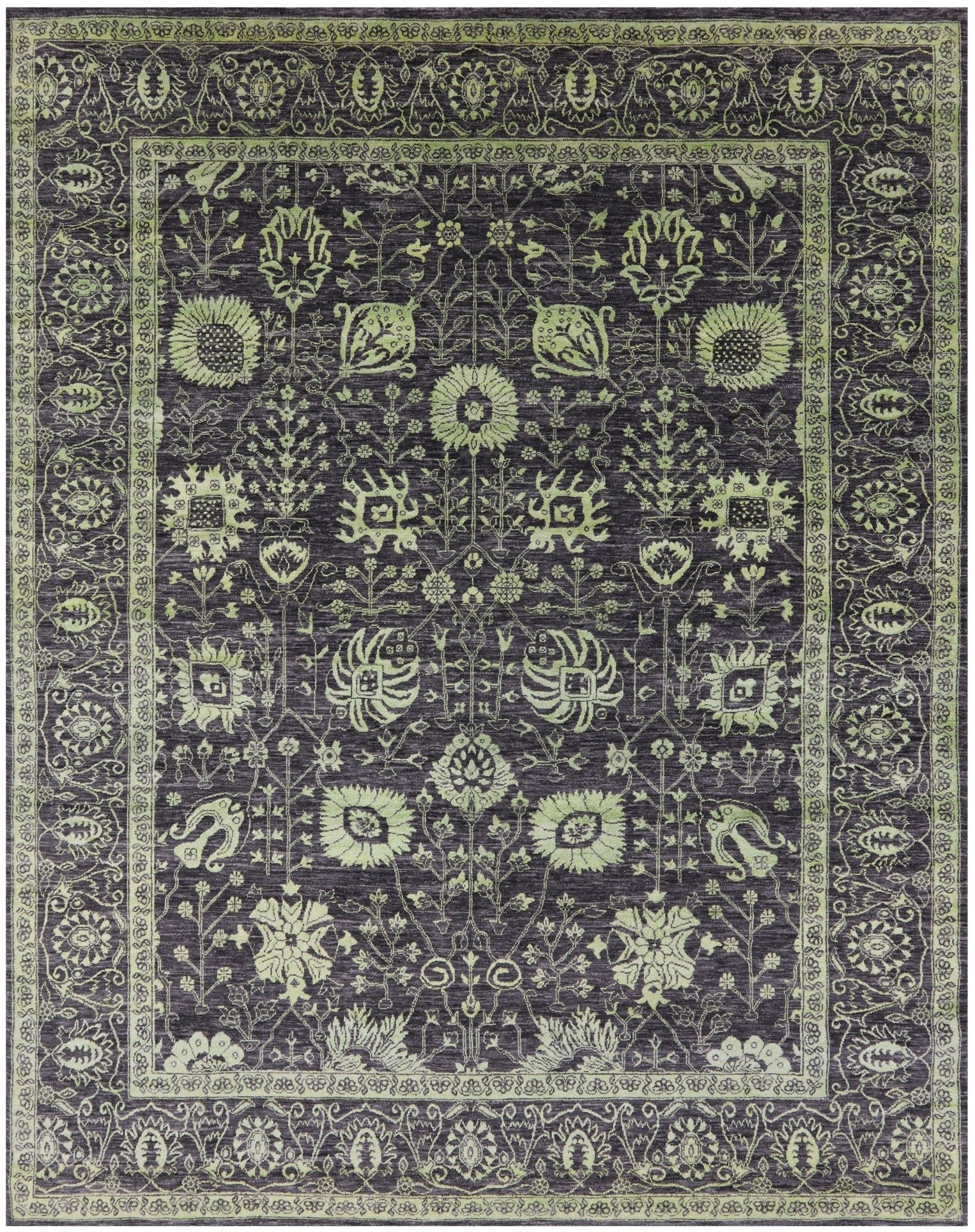 Grey Persian Tabriz Hand Knotted Wool & Silk Rug - 8' 1" X 10' 2" - Golden Nile