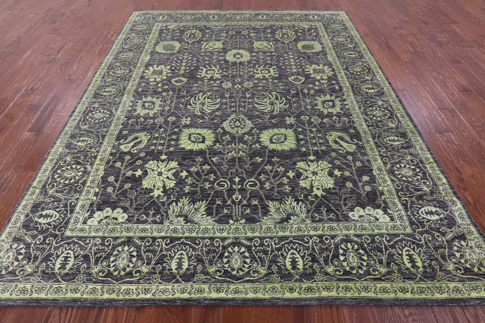 Grey Persian Tabriz Hand Knotted Wool & Silk Rug - 8' 1" X 10' 2" - Golden Nile