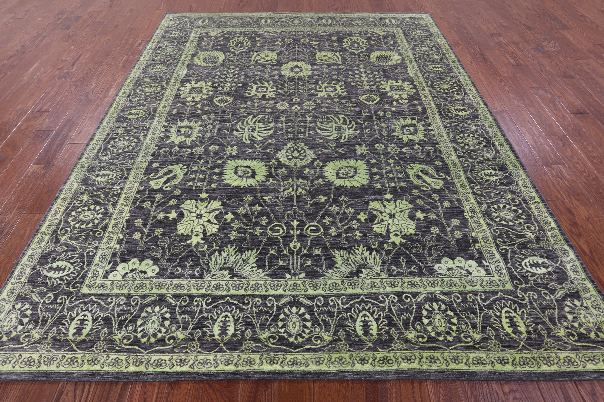 Grey Persian Tabriz Hand Knotted Wool & Silk Rug - 8' 1" X 10' 2" - Golden Nile