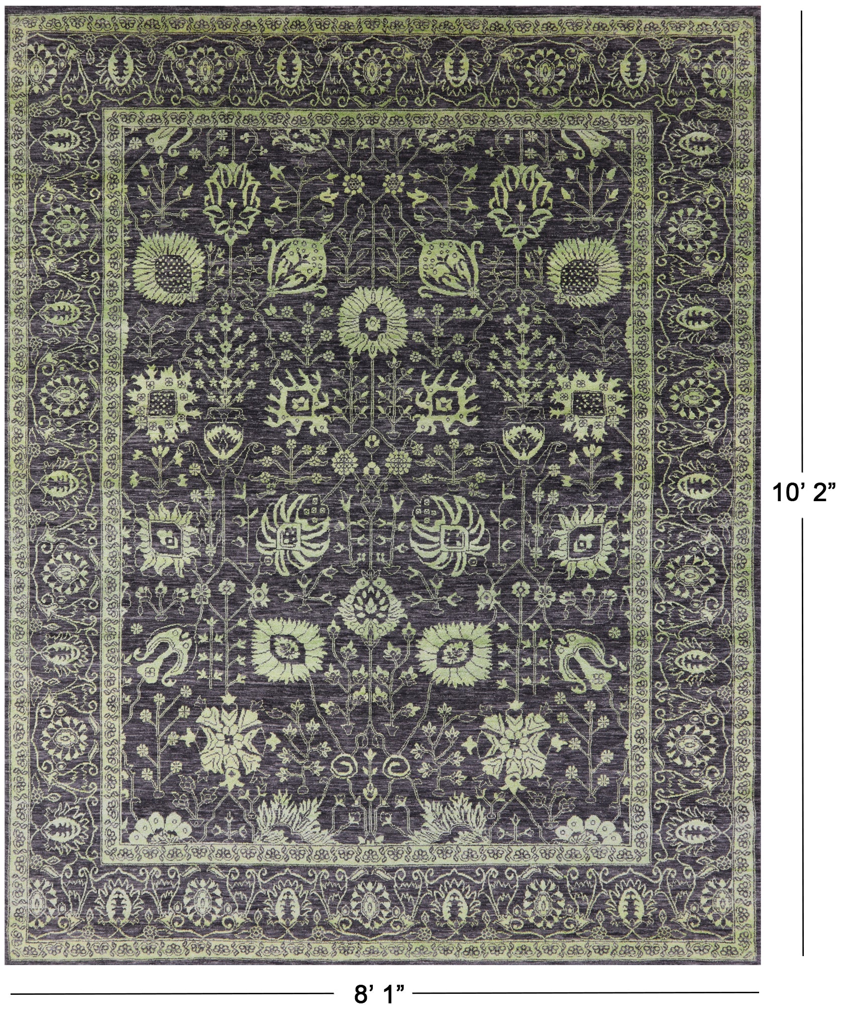 Grey Persian Tabriz Hand Knotted Wool & Silk Rug - 8' 1" X 10' 2" - Golden Nile