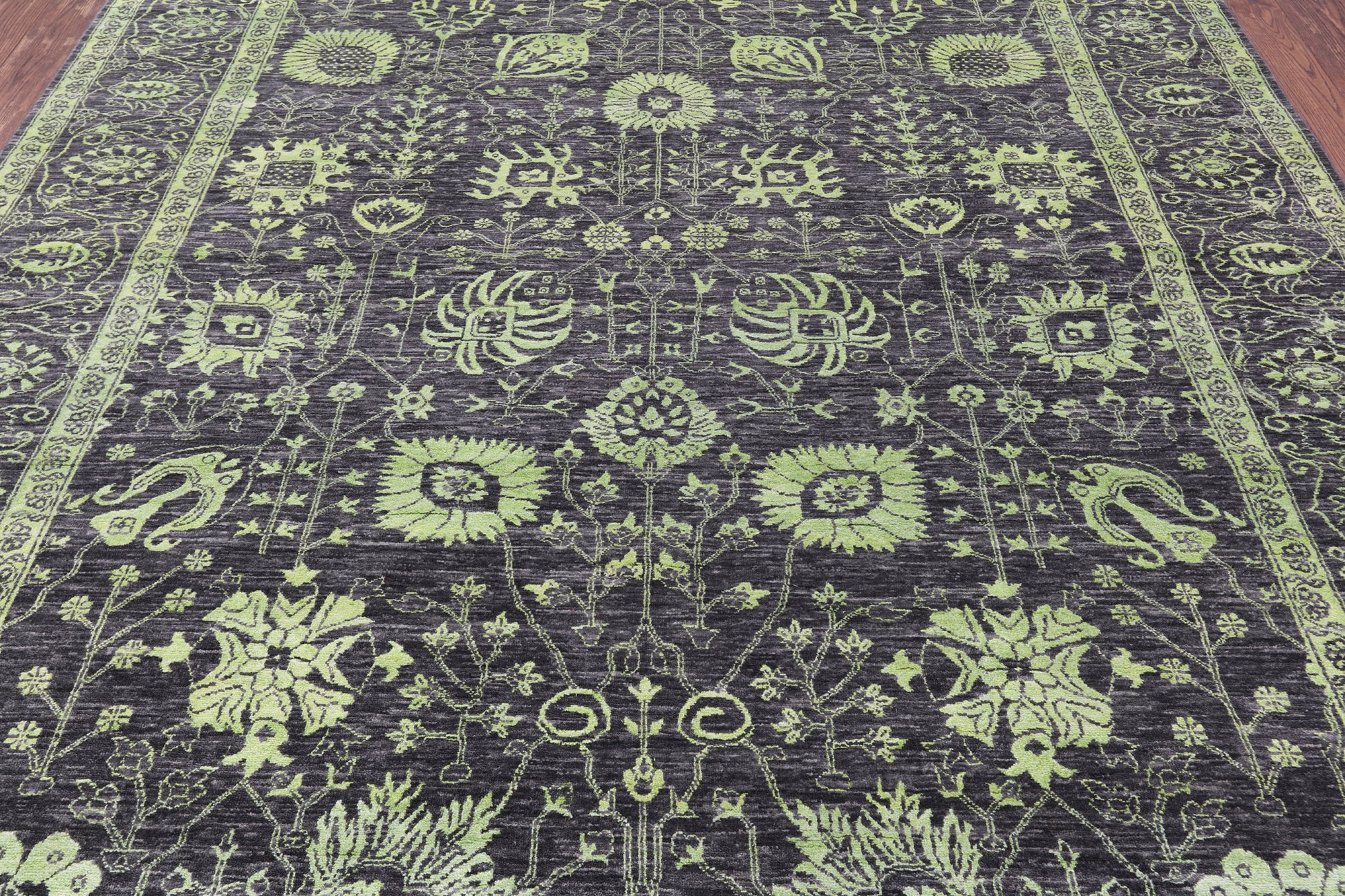 Grey Persian Tabriz Hand Knotted Wool & Silk Rug - 8' 1" X 10' 2" - Golden Nile