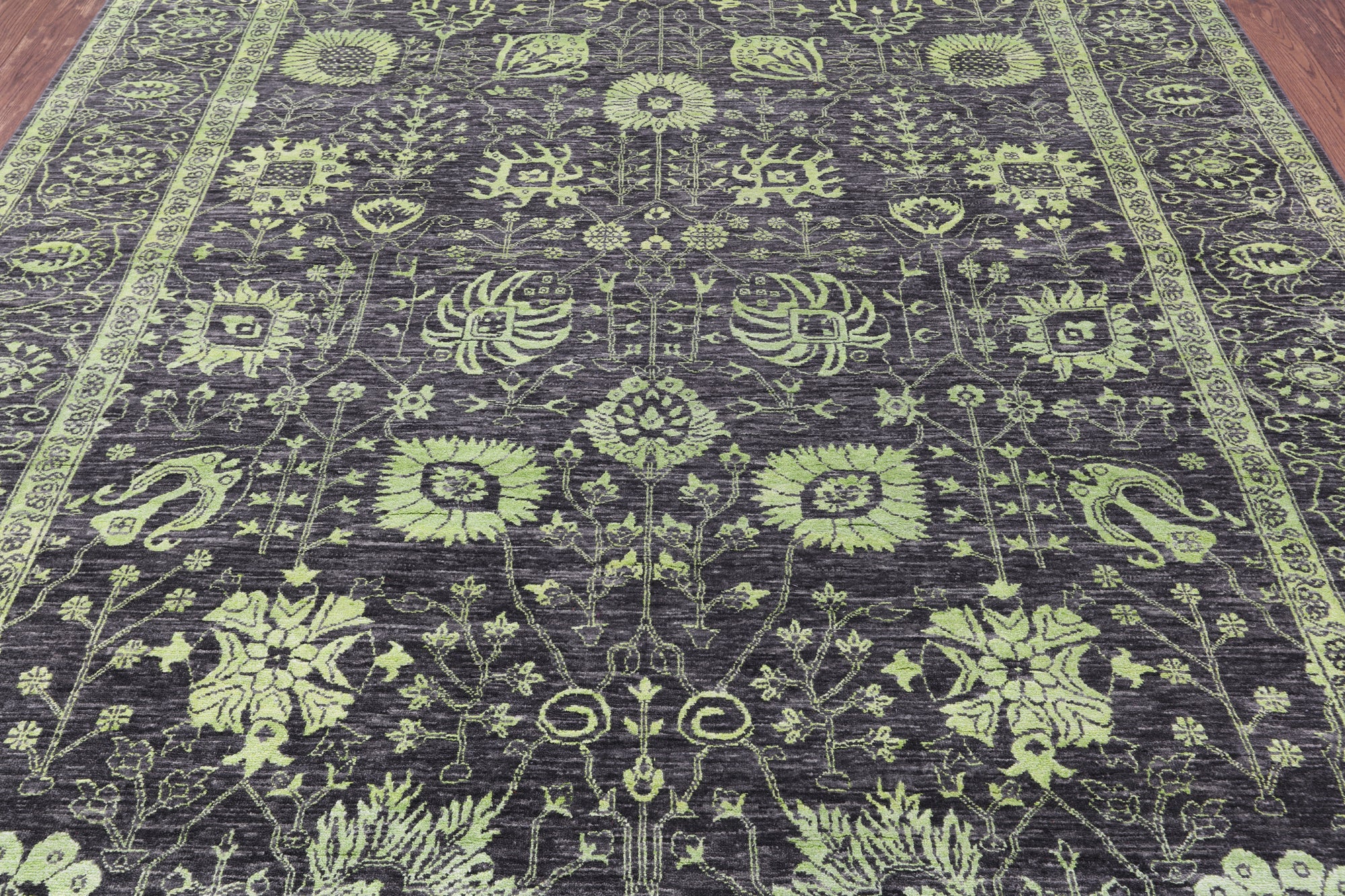Grey Persian Tabriz Hand Knotted Wool & Silk Rug - 8' 1" X 10' 2" - Golden Nile