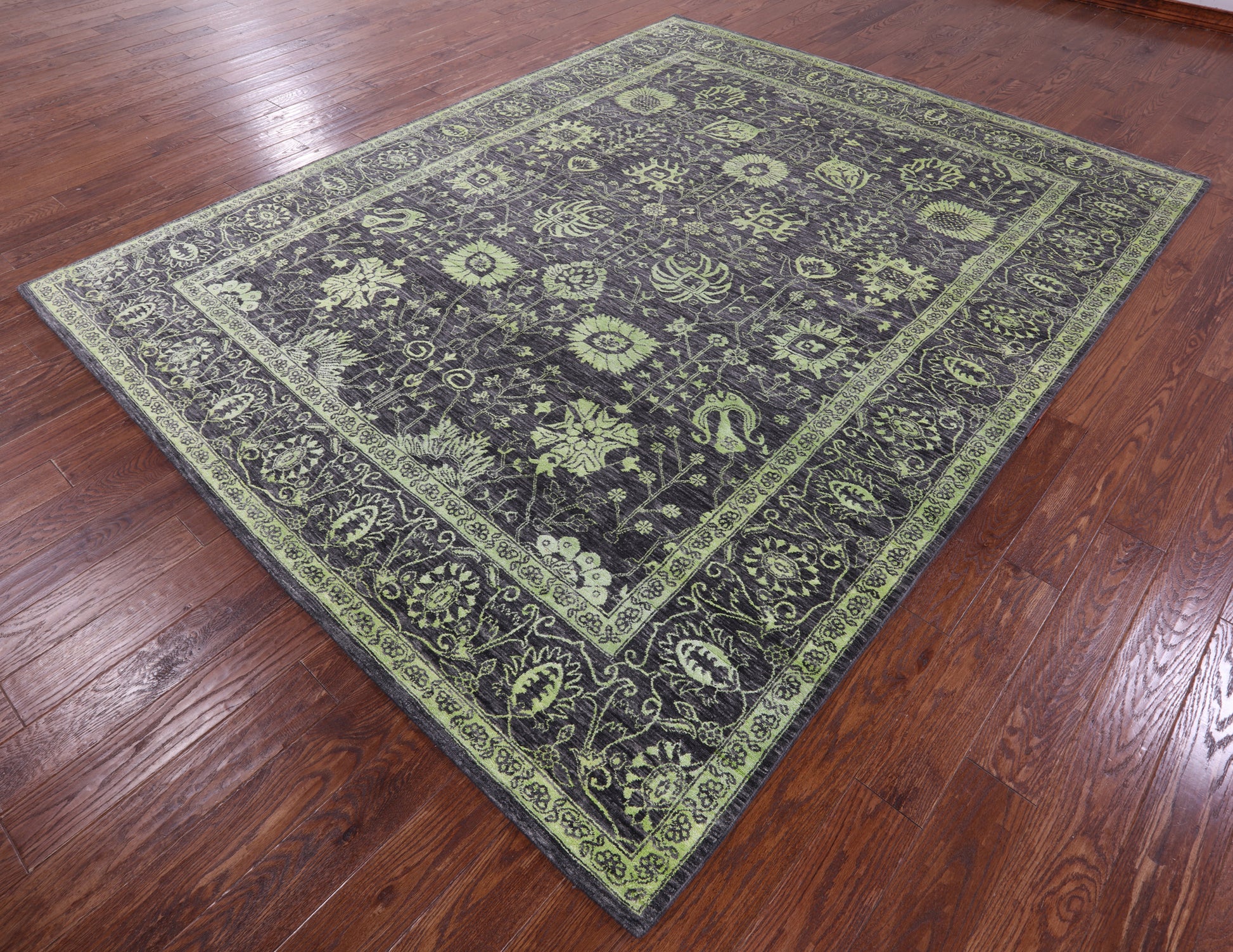 Grey Persian Tabriz Hand Knotted Wool & Silk Rug - 8' 1" X 10' 2" - Golden Nile