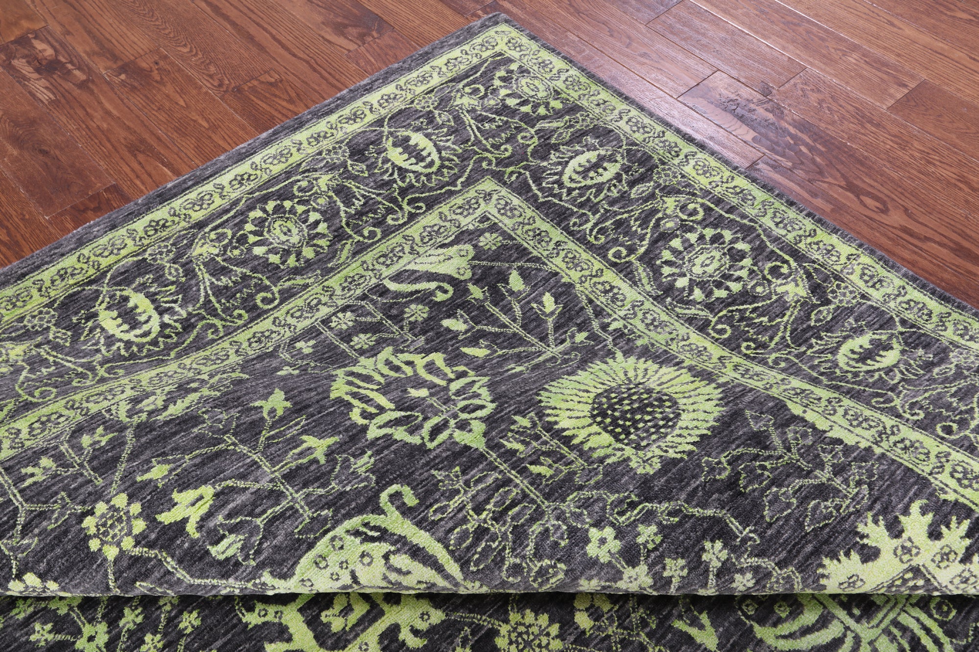 Grey Persian Tabriz Hand Knotted Wool & Silk Rug - 8' 1" X 10' 2" - Golden Nile