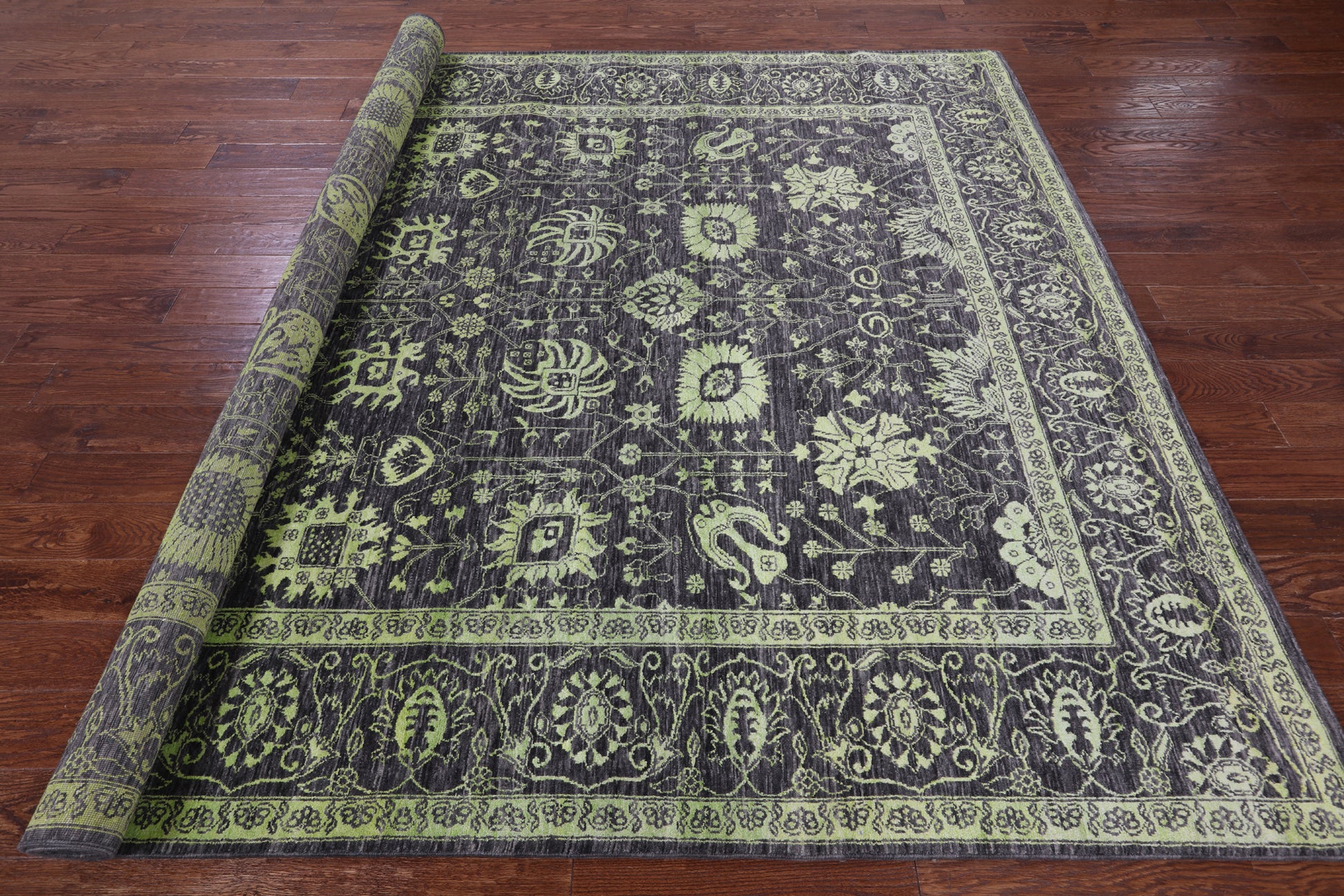 Grey Persian Tabriz Hand Knotted Wool & Silk Rug - 8' 1" X 10' 2" - Golden Nile