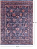 Grey Persian Tabriz Hand Knotted Wool & Silk Rug - 8' 11" X 11' 11" - Golden Nile