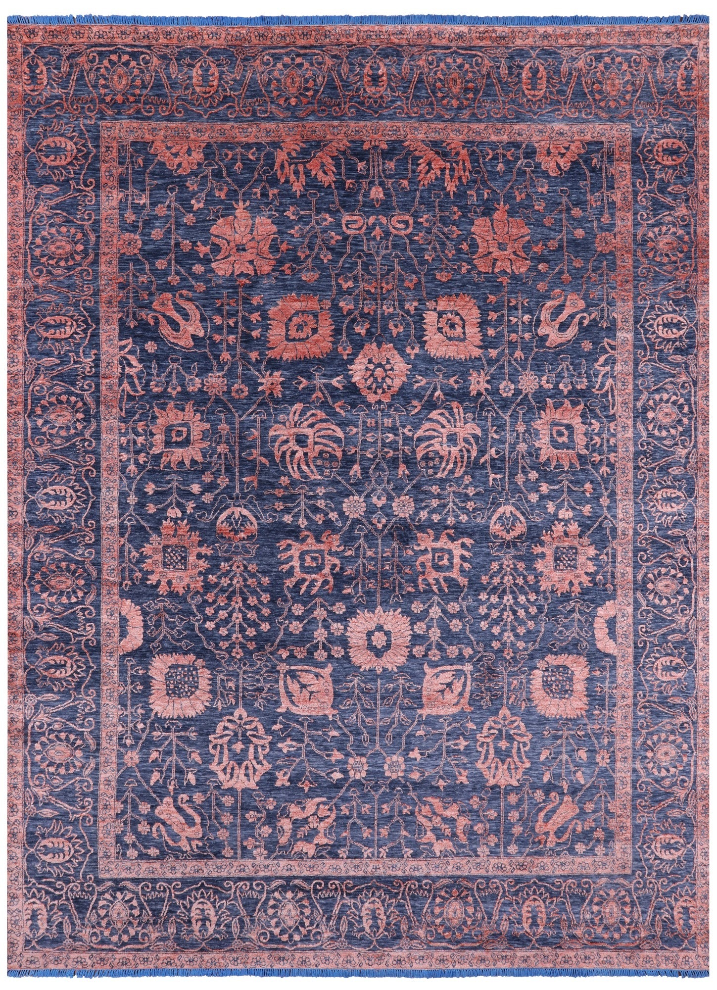 Grey Persian Tabriz Hand Knotted Wool & Silk Rug - 8' 11" X 11' 11" - Golden Nile