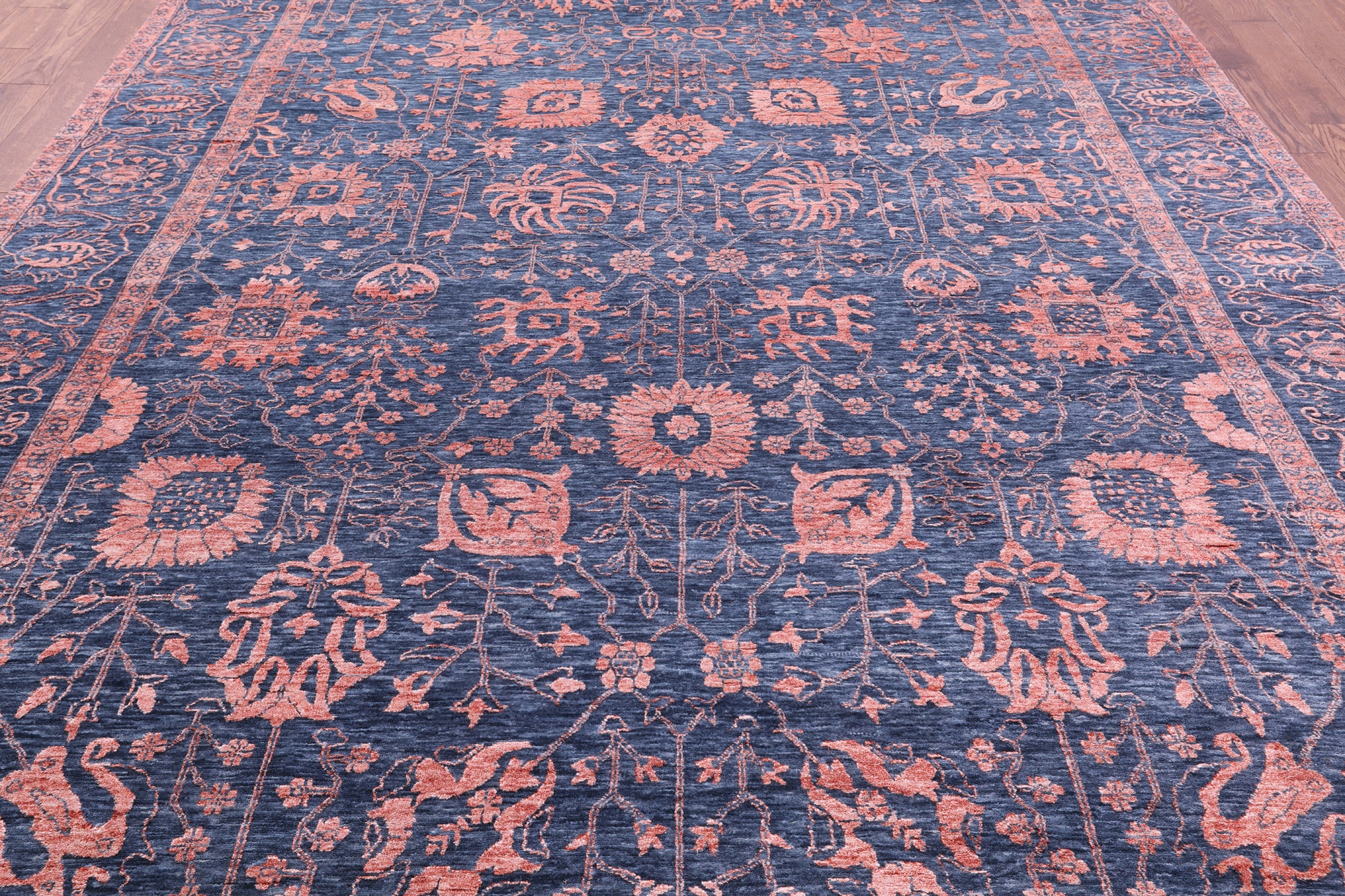 Grey Persian Tabriz Hand Knotted Wool & Silk Rug - 8' 11" X 11' 11" - Golden Nile