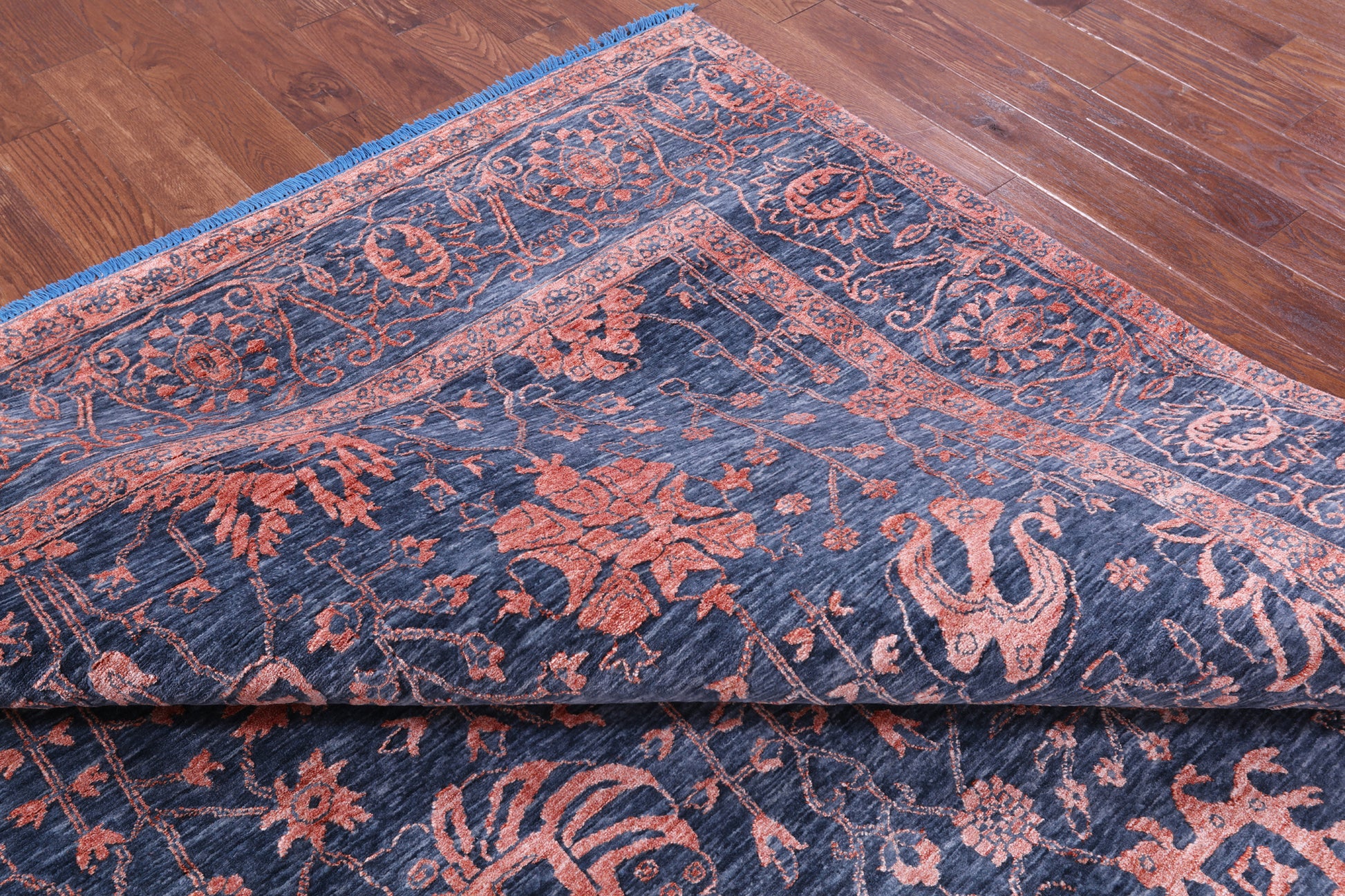 Grey Persian Tabriz Hand Knotted Wool & Silk Rug - 8' 11" X 11' 11" - Golden Nile