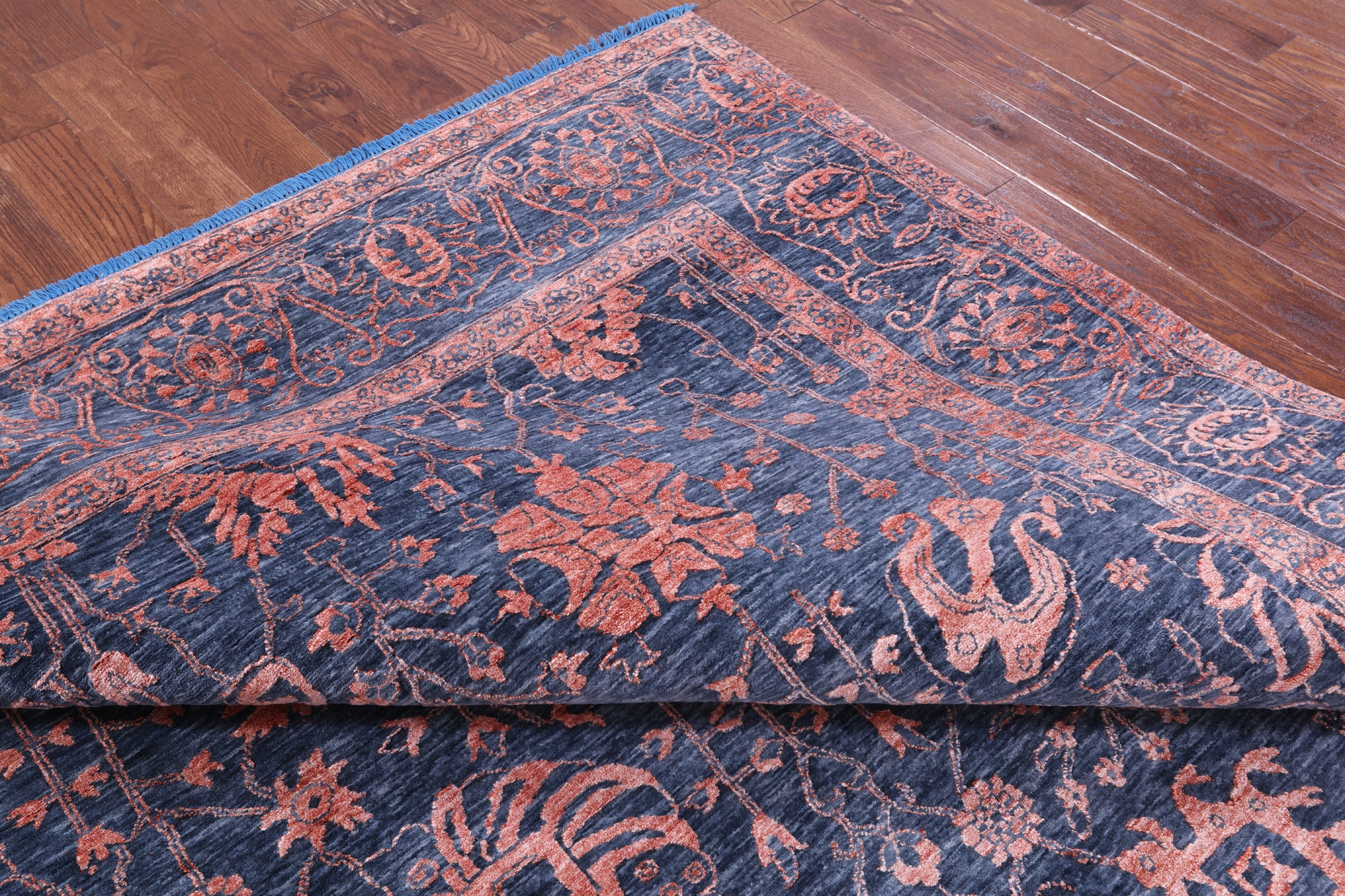 Grey Persian Tabriz Hand Knotted Wool & Silk Rug - 8' 11" X 11' 11" - Golden Nile