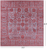 Grey Persian Tabriz Hand Knotted Wool & Silk Rug - 8' 0" X 8' 6" - Golden Nile