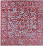 Grey Persian Tabriz Hand Knotted Wool & Silk Rug - 8' 0" X 8' 6" - Golden Nile