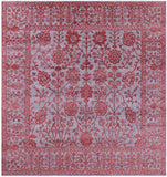 Grey Persian Tabriz Hand Knotted Wool & Silk Rug - 8' 0" X 8' 6" - Golden Nile