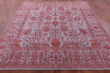 Grey Persian Tabriz Hand Knotted Wool & Silk Rug - 8' 0" X 8' 6" - Golden Nile
