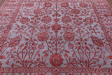 Grey Persian Tabriz Hand Knotted Wool & Silk Rug - 8' 0" X 8' 6" - Golden Nile