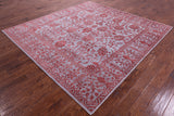 Grey Persian Tabriz Hand Knotted Wool & Silk Rug - 8' 0" X 8' 6" - Golden Nile