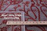 Grey Persian Tabriz Hand Knotted Wool & Silk Rug - 8' 0" X 8' 6" - Golden Nile