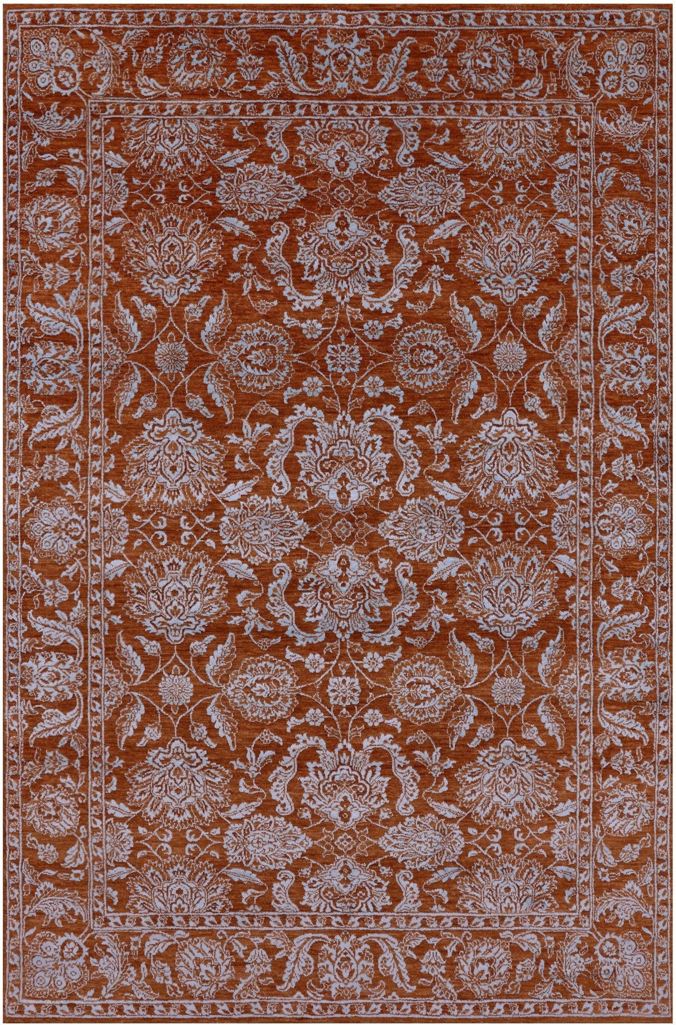 Persian Tabriz Hand Knotted Wool & Silk Rug - 6' 0" X 9' 0" - Golden Nile