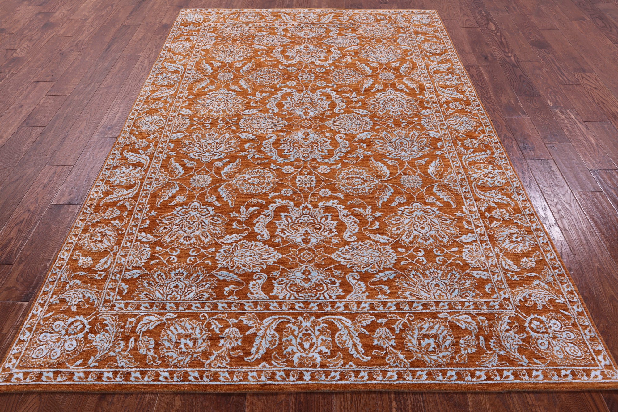 Persian Tabriz Hand Knotted Wool & Silk Rug - 6' 0" X 9' 0" - Golden Nile