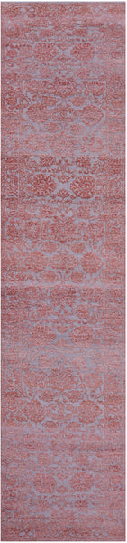 Grey Persian Tabriz Hand Knotted Wool & Silk Runner Rug - 2' 7" X 11' 9" - Golden Nile