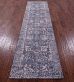 Grey Persian Tabriz Handmade Wool & Silk Runner Rug - 2' 7" X 10' 1" - Golden Nile