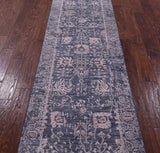 Grey Persian Tabriz Handmade Wool & Silk Runner Rug - 2' 7" X 10' 1" - Golden Nile