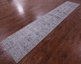 Grey Persian Tabriz Hand Knotted Wool Runner Rug - 2' 7" X 14' 0" - Golden Nile