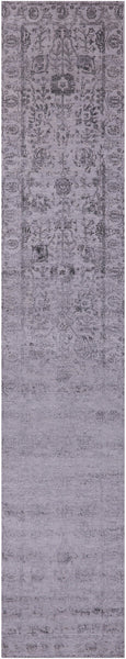 Grey Persian Tabriz Hand Knotted Wool Runner Rug - 2' 7" X 14' 0" - Golden Nile