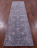 Grey Persian Tabriz Hand Knotted Wool & Silk Runner Rug - 2' 7" X 10' 2" - Golden Nile