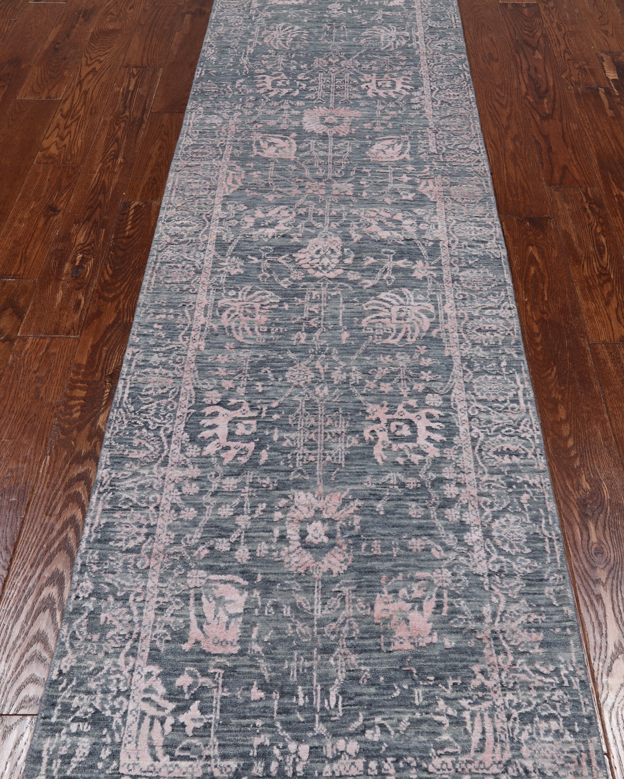 Grey Persian Tabriz Hand Knotted Wool & Silk Runner Rug - 2' 7" X 10' 2"