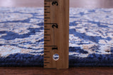 Blue Persian Tabriz Hand Knotted Wool & Silk Runner Rug - 2' 7" X 9' 11" - Golden Nile