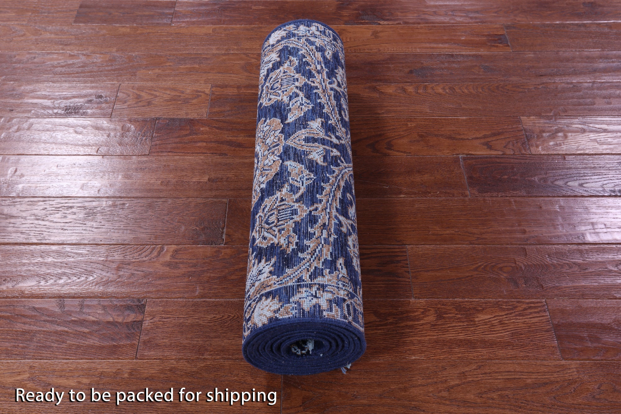 Blue Persian Tabriz Hand Knotted Wool & Silk Runner Rug - 2' 7" X 9' 11" - Golden Nile