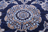 Blue Persian Hand Knotted Wool & Silk Runner Rug - 2' 8" X 9' 11" - Golden Nile